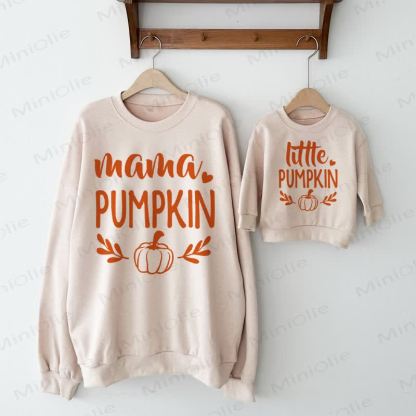 MAMA/LITTLE PUMPKINママと私のお揃いベージュスウェットシャツ - image 1