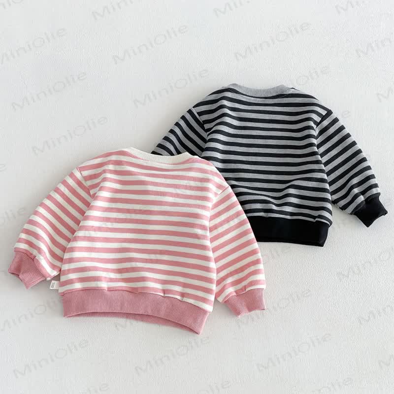 CHERRY GIRL幼児用 レースハートストライプ コットン長袖スウェットシャツ - image 3