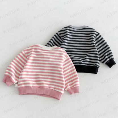 CHERRY GIRL幼児用 レースハートストライプ コットン長袖スウェットシャツ - image 3