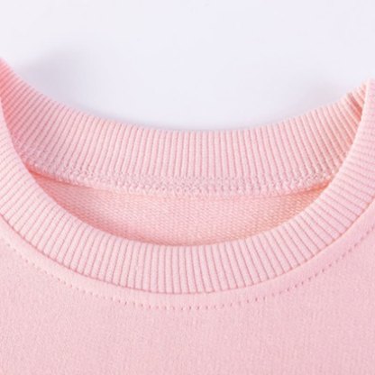 幼児用女の子向けピンク花柄アップリケ付きスウェットシャツとパンツのツーピースセット - image 4