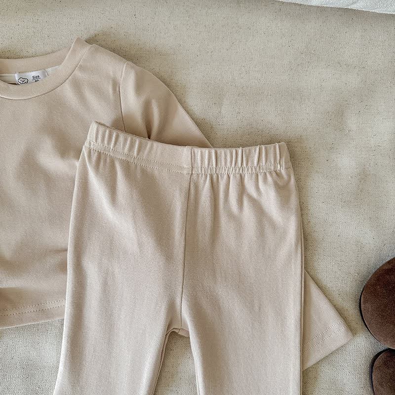 幼児用女の子向け無地サイドタイトップスとフレアパンツのツーピースセット - image 12
