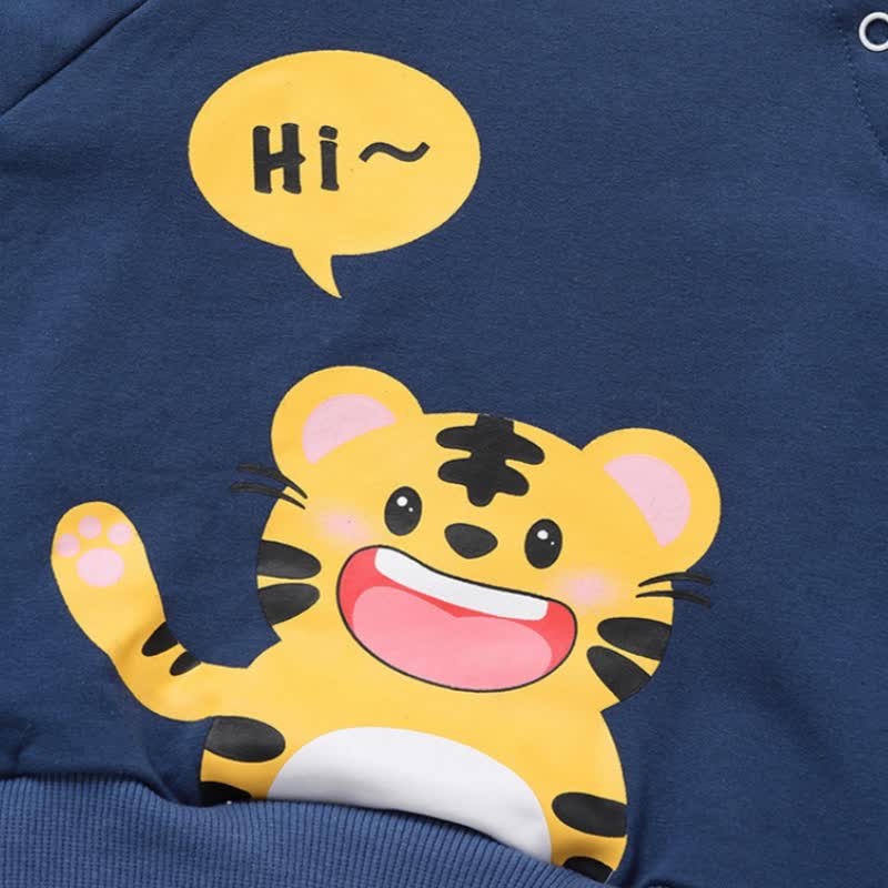 HI～ベビー幼児用漫画動物柄スウェットシャツとジョガーパンツの2点セット - image 7