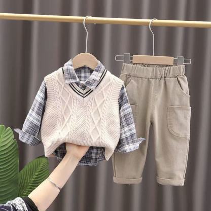 幼児男の子向けヴィンテージ風動物/スマイリーフェイスセット - ベージュの3点セット - 4～5歳 - image 6