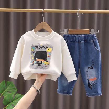 幼児男の子向けヴィンテージ風動物/スマイリーフェイスセット - ベージュの猫2点セット - 4～5歳 - image 18