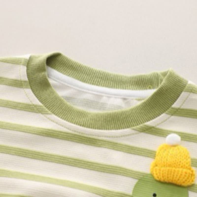 YAYALE幼児男の子用 ストライプ柄恐竜アップリケ付きトップス＆パンツ 2点セット - image 5