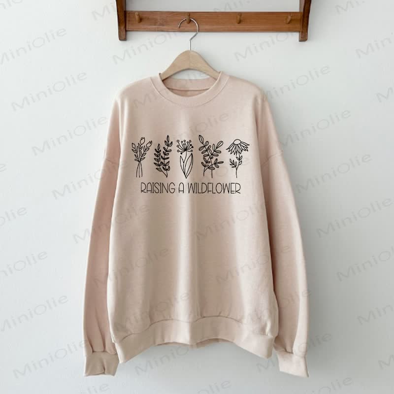 RAISING A WILDFLOWERママと私のお揃いスウェットシャツ - ベージュ - 大人用スウェットシャツ：XL - image 2