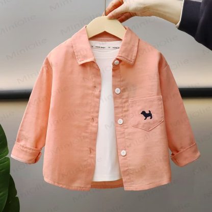 幼児・子供用犬刺繍入りシャツ - ピンク - 8-9T - image 5