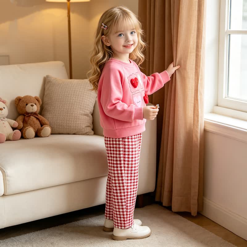 BIG HUGS幼児用女の子ハートチェック柄ラウンジセット - image 1