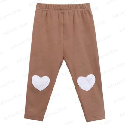 幼児用ハートパッチレギンス - 茶色 - 6～7歳 - image 8