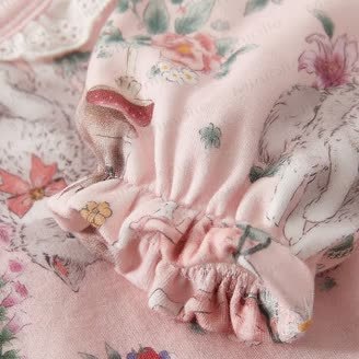 ベビー用花柄/動物柄ラップ長袖ロンパース - image 3