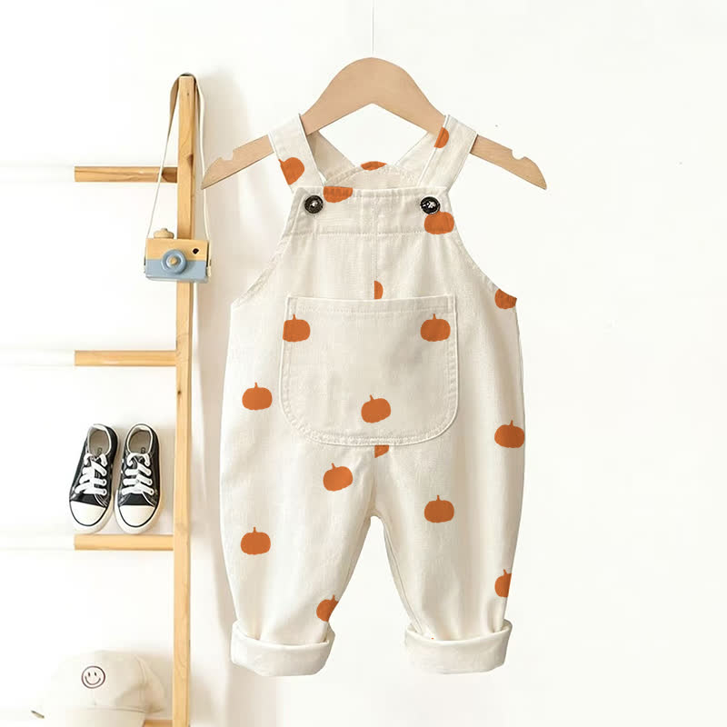 ベビー・幼児用パンプキン柄ベージュオーバーオール - ベージュ - 3～5歳 - image 1