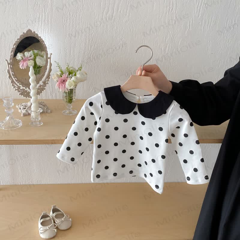 ベビーガール用ピーターパンカラーTシャツ - ホワイトドット - 2～3歳 - image 5