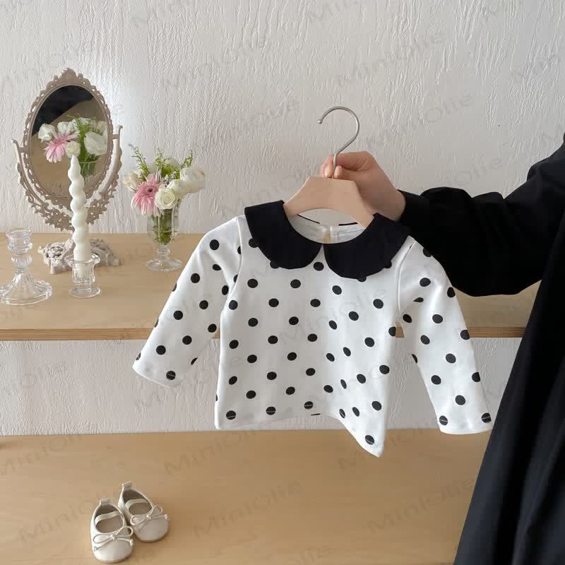 ベビーガール用ピーターパンカラーTシャツ - ホワイトドット - 2～3歳 - image 5