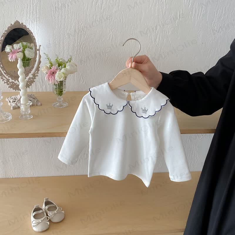 ベビーガール用ピーターパンカラーTシャツ - 白の帝冠 - 2～3歳 - image 8