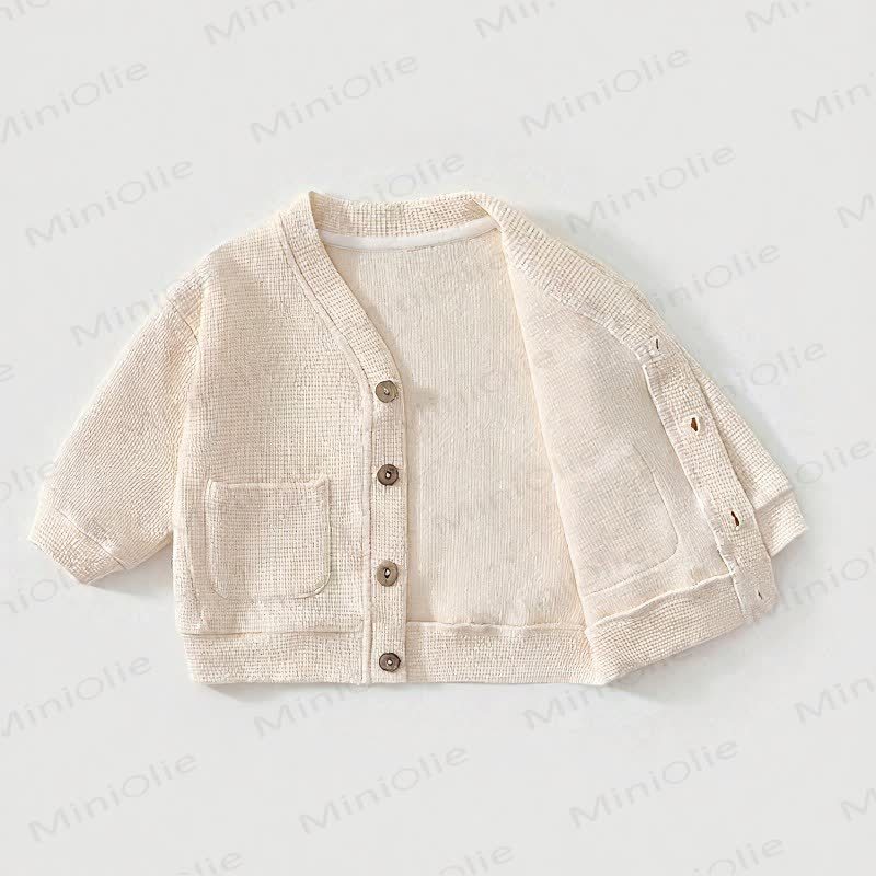 ベビー・幼児用ワッフルニットボタンフロントカーディガンコート - image 10