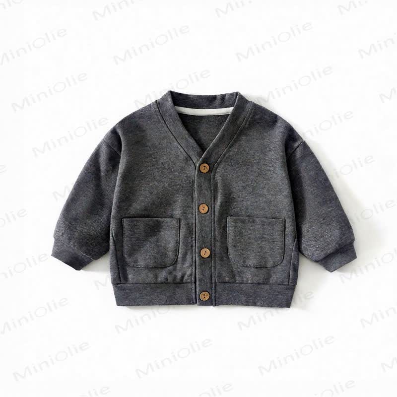 ベビー・幼児用ワッフルニットボタンフロントカーディガンコート - ディープグレー - 3～4歳 - image 7
