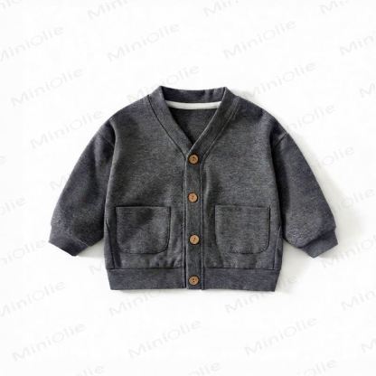 ベビー・幼児用ワッフルニットボタンフロントカーディガンコート - ディープグレー - 3～4歳 - image 7