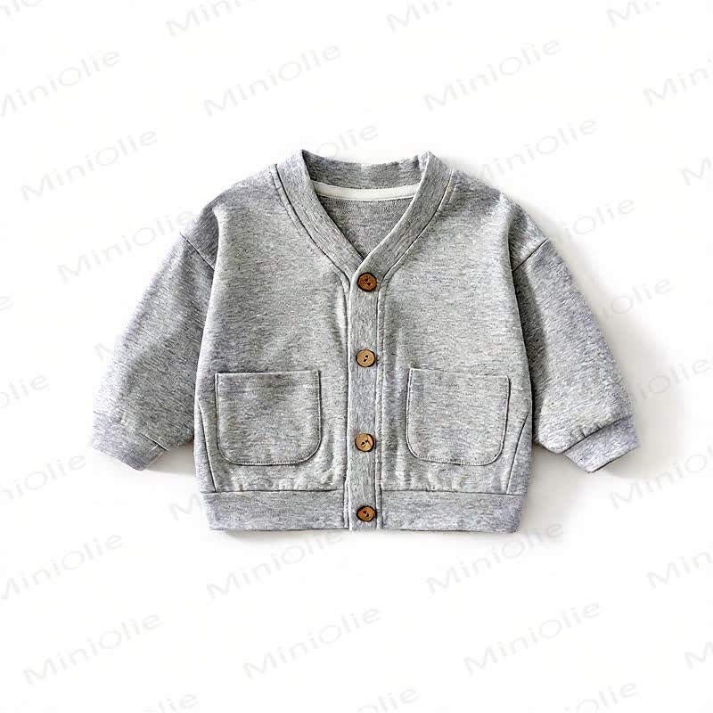 ベビー・幼児用ワッフルニットボタンフロントカーディガンコート - ライトグレー - 3～4歳 - image 6