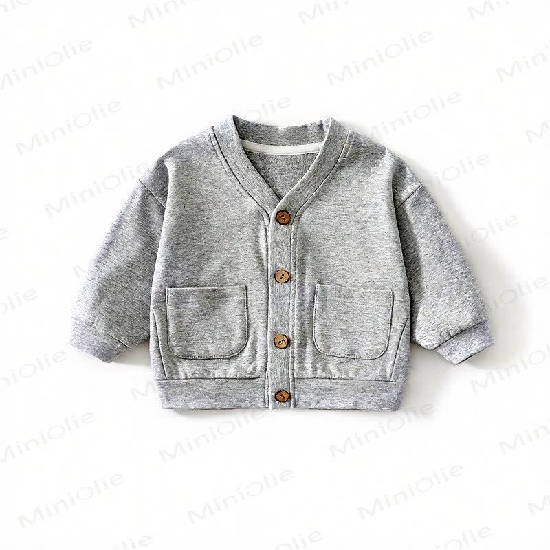 ベビー・幼児用ワッフルニットボタンフロントカーディガンコート - ライトグレー - 3～4歳 - image 6