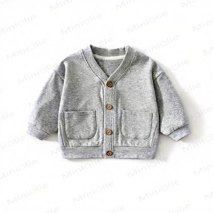 ベビー・幼児用ワッフルニットボタンフロントカーディガンコート - ライトグレー - 3～4歳 - image 6