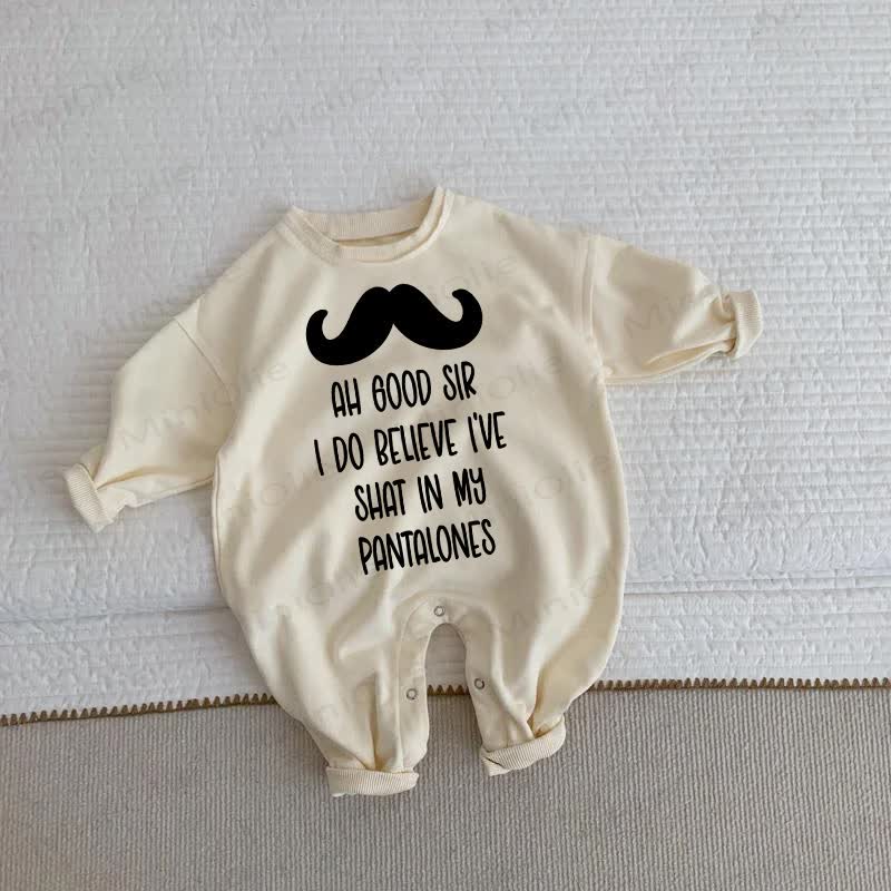 AH GOOD SIR I DO BELIEVE I'VE SHAT IN MY PANTALONES。ベビーベージュロンパース - ベージュ - 2～3歳 - image 1