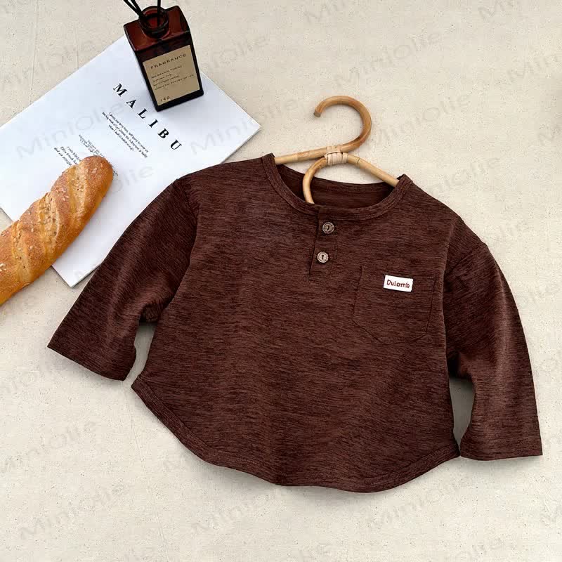 DULAMBベビー用無地長袖シャツ - コーヒー - 10-11歳 - image 2