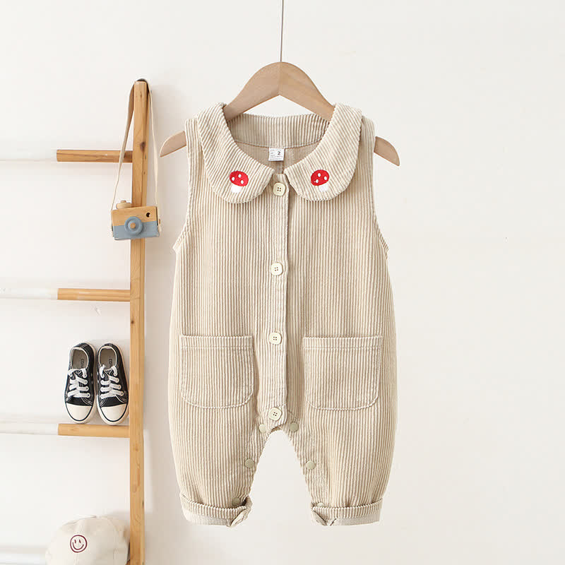 ベビー・幼児用女の子向けマッシュルーム柄コーデュロイ ピーターパンカラー オーバーオール - ベージュ - 3～4歳 - image 2
