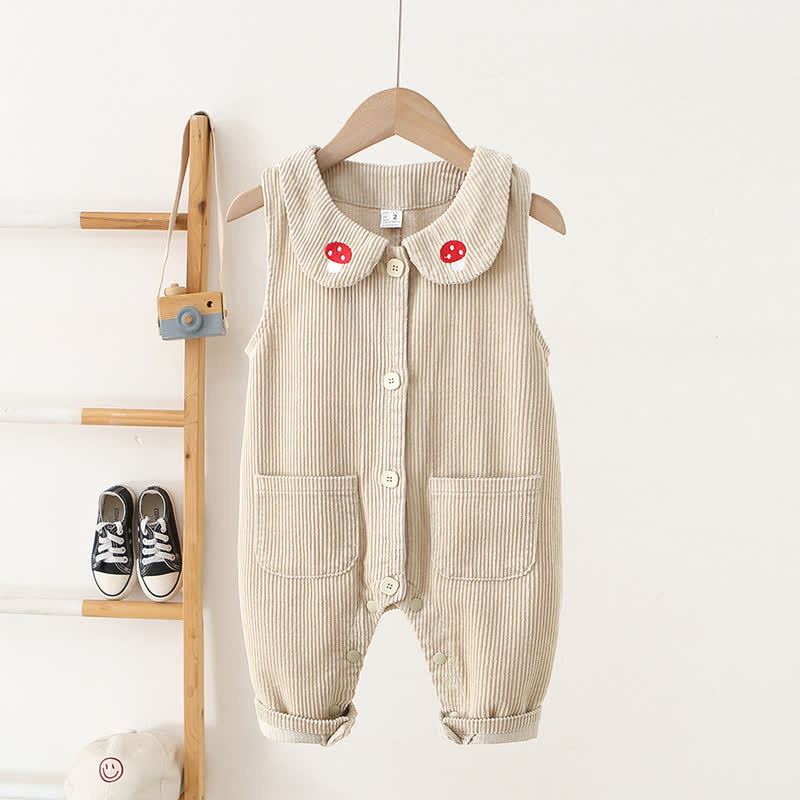 ベビー・幼児用女の子向けマッシュルーム柄コーデュロイ ピーターパンカラー オーバーオール - ベージュ - 3～4歳 - image 2