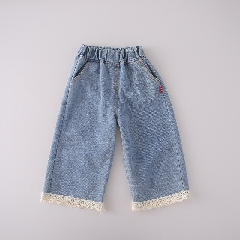 幼児用女の子向けリボン付きニットベストとデニムパンツの3点セット - image 6