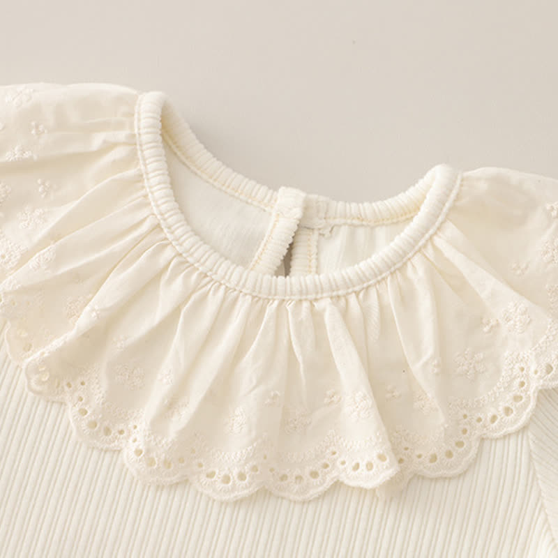 幼児用女の子向けマッシュルーム柄ニットベストとドット柄パンツの3点セット - image 8