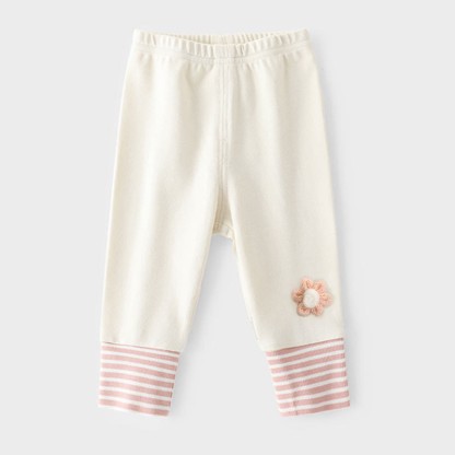幼児・ベビー用 イチゴ/花柄アップリケ付きストライプカフレギンス - クリームフラワー - 4～5歳 - image 7