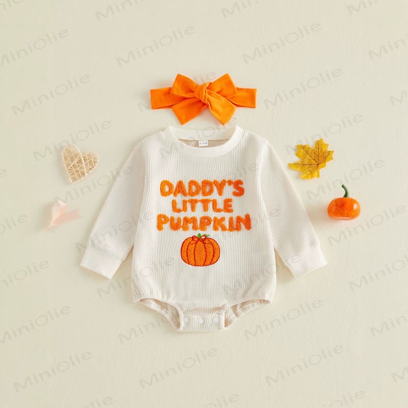 パパ/MAMA'S LITTLE PUMPKINベビーワッフルボディスーツ（ヘッドバンド付き） - DADDY'Sの - 12～18ヶ月 - image 2