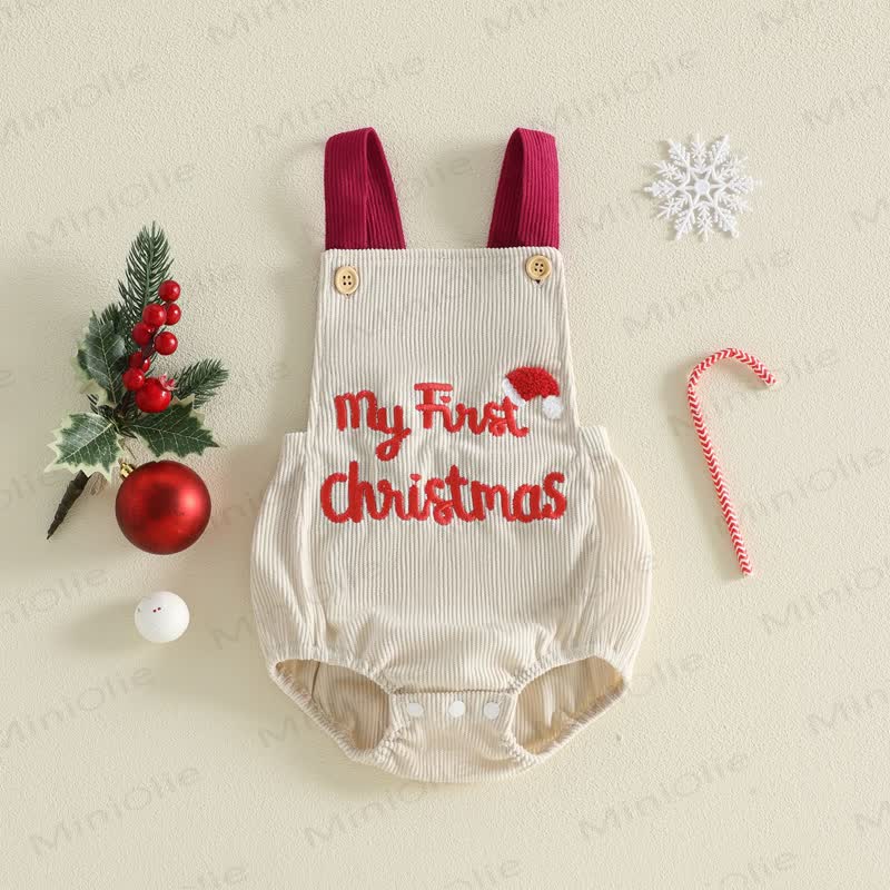 MY 1ST CHRISTMASベビー用刺繍入りサスペンダーボディスーツ - クリスマスハット - 12～18ヶ月 - image 7