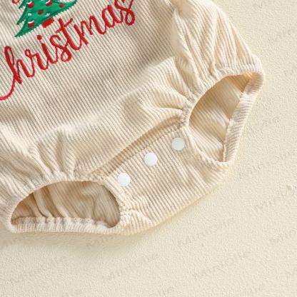 MY 1ST CHRISTMASベビー用刺繍入りサスペンダーボディスーツ - image 5