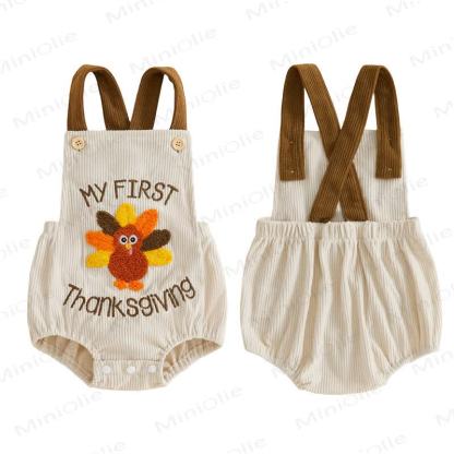 TURKEY/クロワッサン ベビー コーデュロイ サスペンダー ボディスーツ - image 7