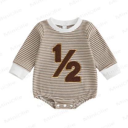 1/2ベビーストライプナンバーボディスーツ - カーキ - 6～12ヶ月 - image 4