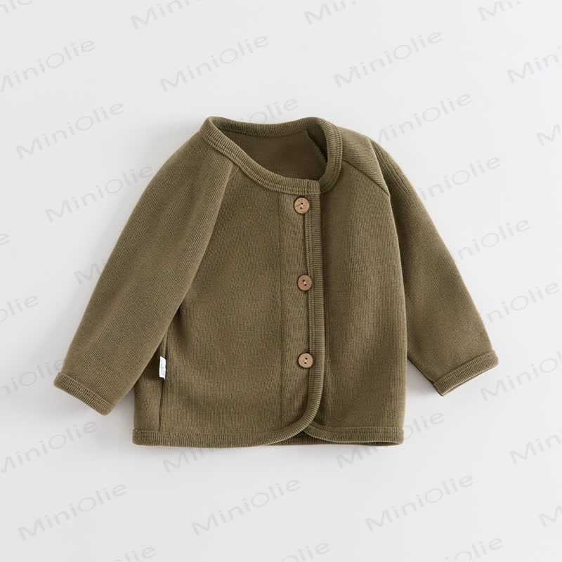 ベビーソフトコットンボタンフロントカーディガンコート - 緑 - 4～5歳 - image 5