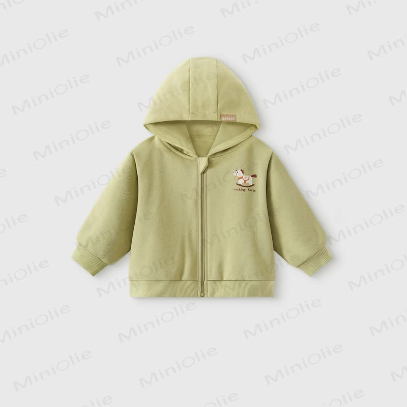 幼児用アニマルプリントフード付きジップコート - 緑 - 4～5歳 - image 3