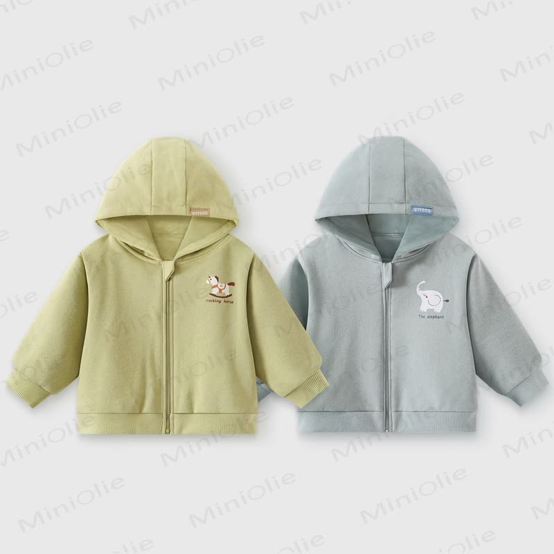 幼児用アニマルプリントフード付きジップコート - image 1