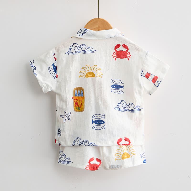 ベビー・幼児用 ホワイトオーシャン柄シャツ＆ショーツ 2点セット - image 3