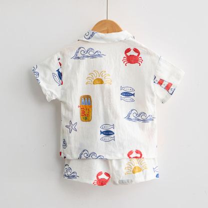 ベビー・幼児用 ホワイトオーシャン柄シャツ＆ショーツ 2点セット - image 3