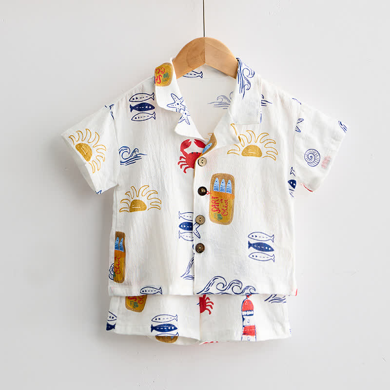 ベビー・幼児用 ホワイトオーシャン柄シャツ＆ショーツ 2点セット - image 2