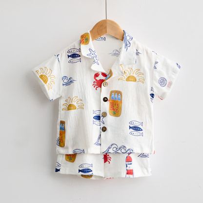 ベビー・幼児用 ホワイトオーシャン柄シャツ＆ショーツ 2点セット - image 2