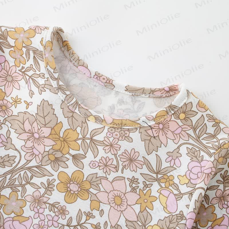 幼児用女の子向けヴィンテージ風花柄長袖Dress - image 4