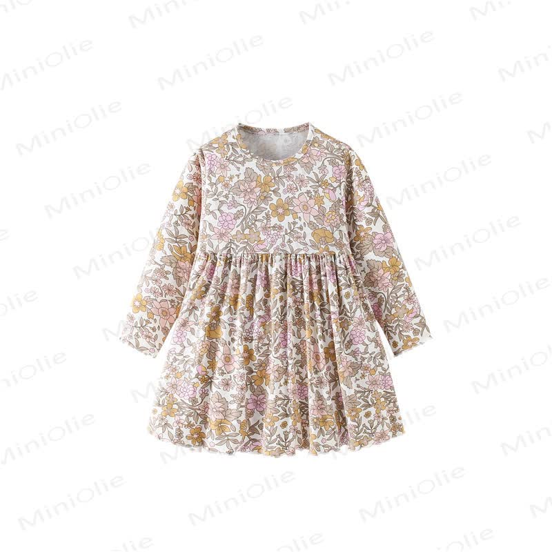幼児用女の子向けヴィンテージ風花柄長袖Dress - image 2
