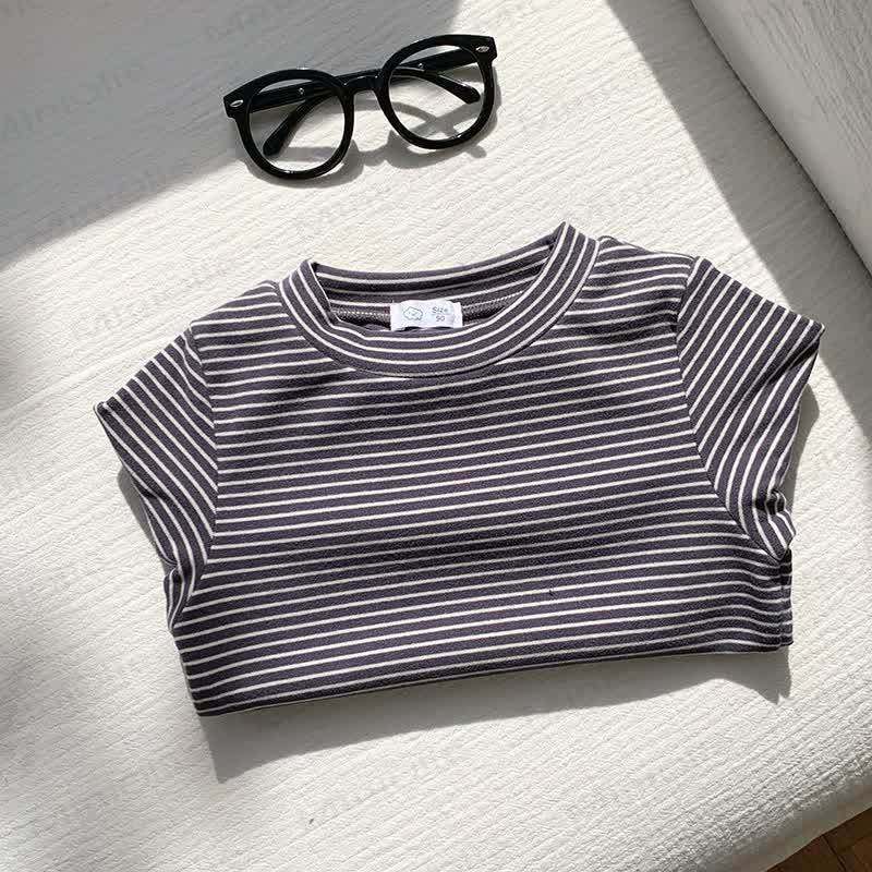 幼児用ストライプ柄コットンシャツ - グレー - 10-11歳 - image 7