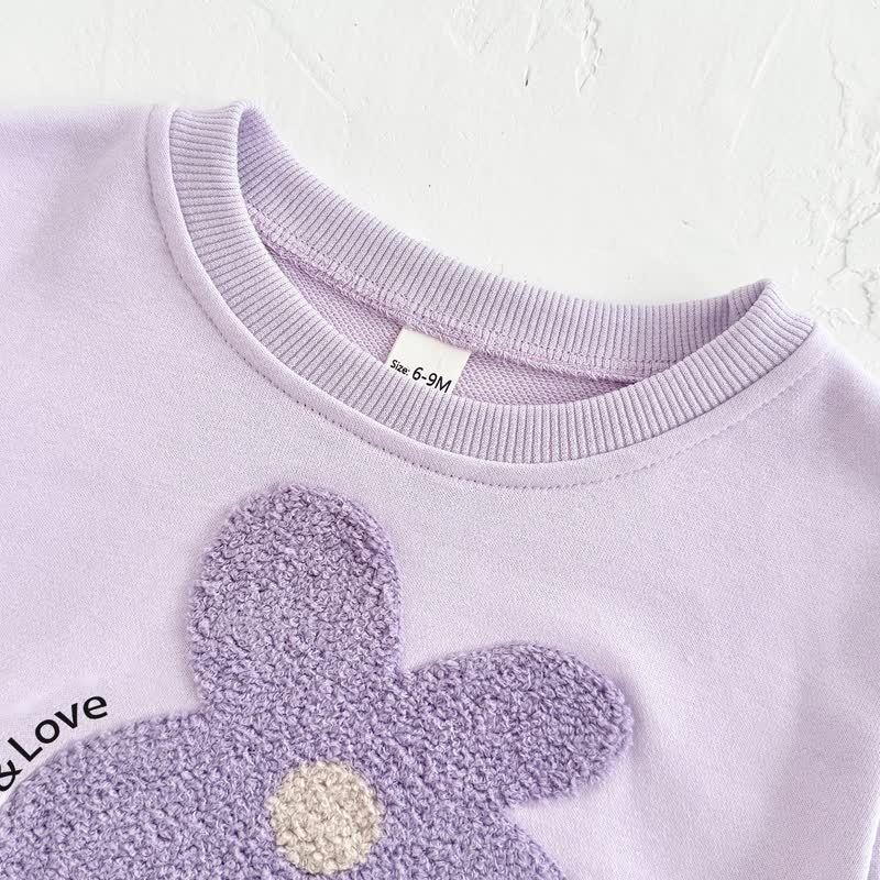 GROW & LOVEベビー用パープルフラワー柄スウェットシャツ＆パンツ 2点セット - image 3