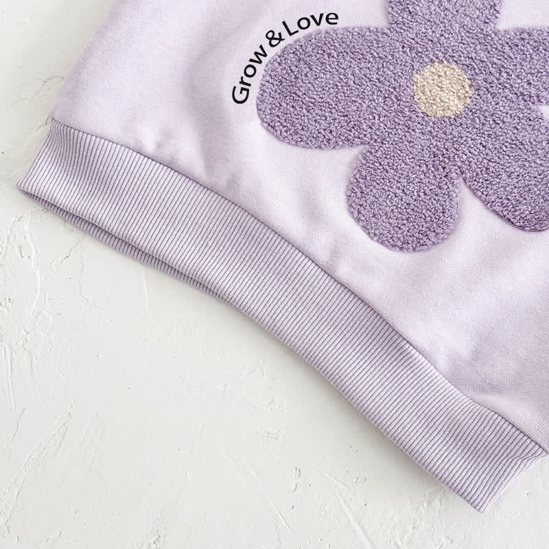 GROW & LOVEベビー用パープルフラワー柄スウェットシャツ＆パンツ 2点セット - image 4