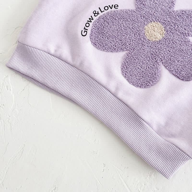 GROW & LOVEベビー用パープルフラワー柄スウェットシャツ＆パンツ 2点セット - image 4