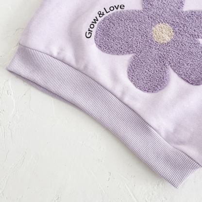 GROW & LOVEベビー用パープルフラワー柄スウェットシャツ＆パンツ 2点セット - image 4